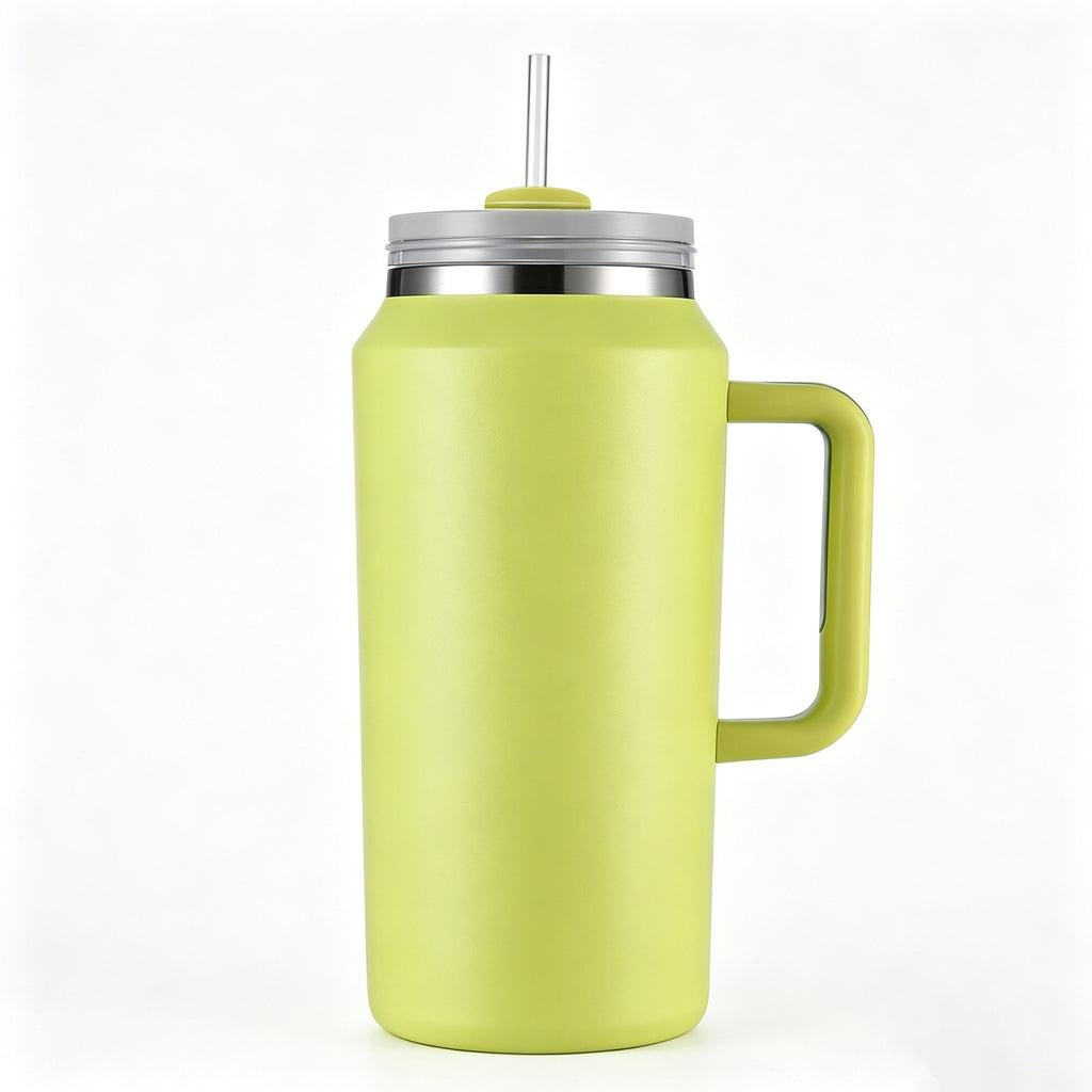 64oz Stainless Steel Vacuum Insulated Tumbler Handle Straw Large Capacity Travel Outdoor Sports Camping Hiking 12-24 Hours