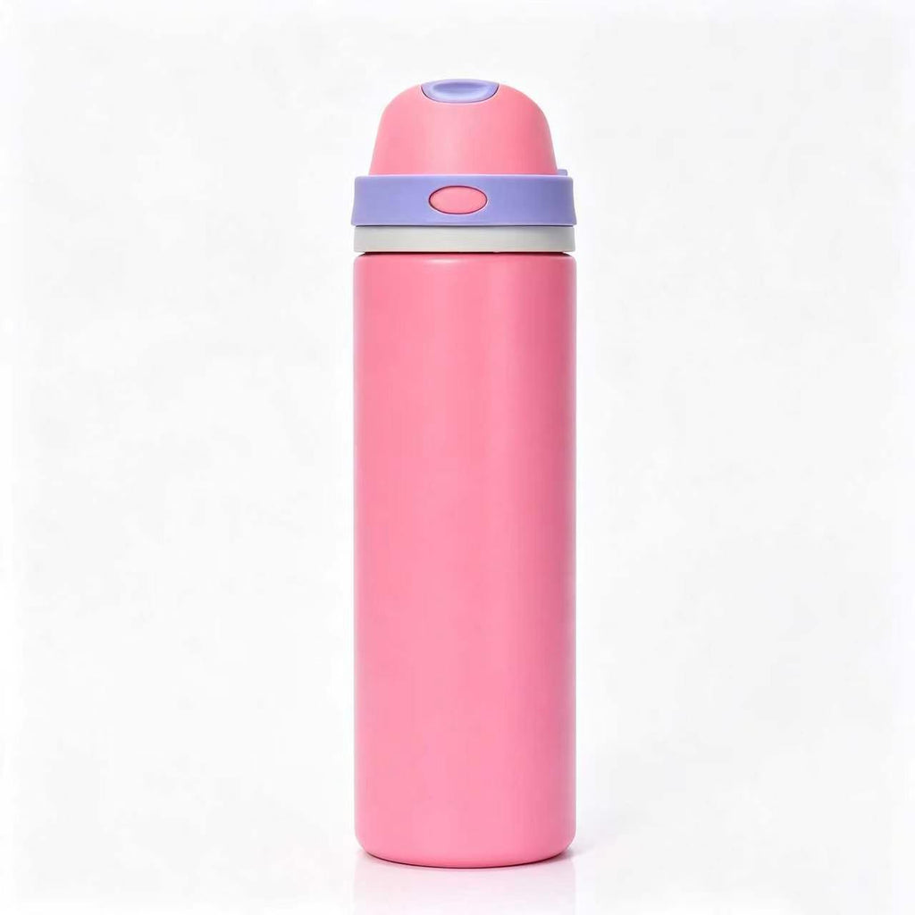 750ml Custom Logo Stainless Steel Vacuum Insulated Water Bottle, One Touch Flip Lid Leakproof Portable Thermos