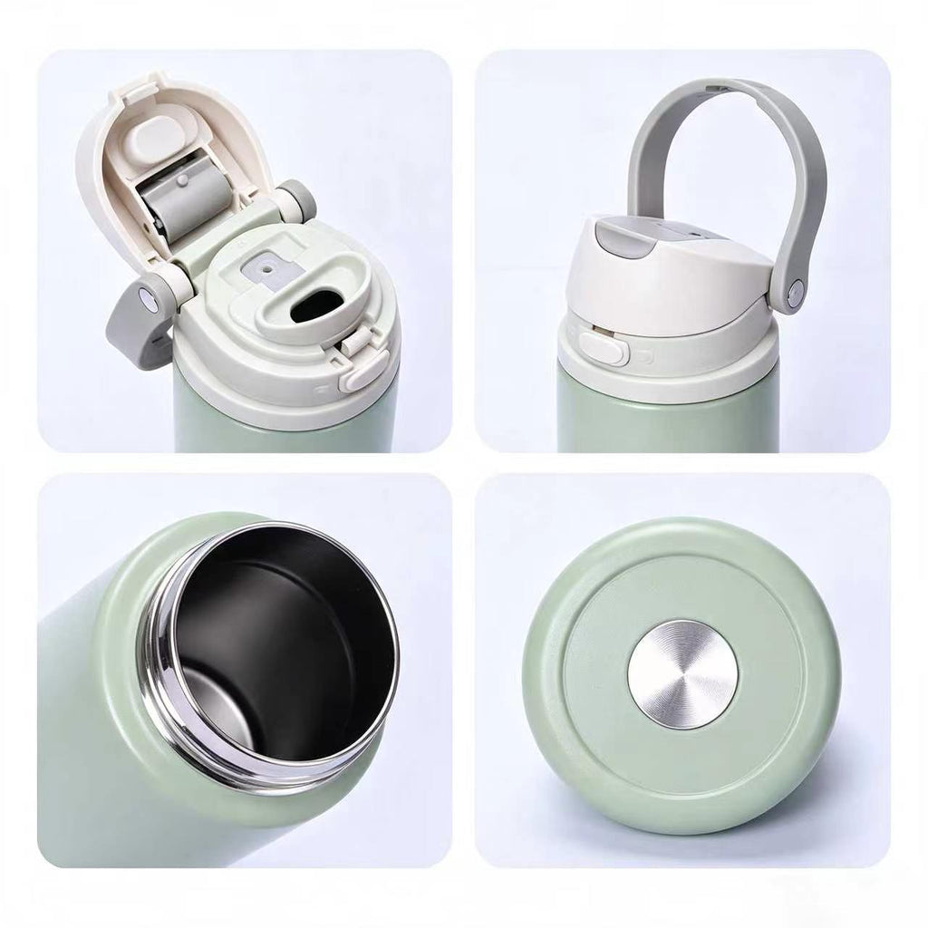 750ml Custom Logo Stainless Steel Vacuum Insulated Water Bottle, One Touch Flip Lid Leakproof Portable Thermos