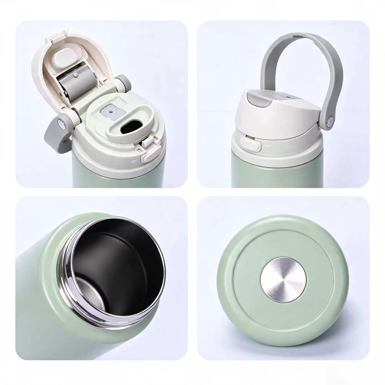 750ml Custom Logo Stainless Steel Vacuum Insulated Water Bottle, One Touch Flip Lid Leakproof Portable Thermos