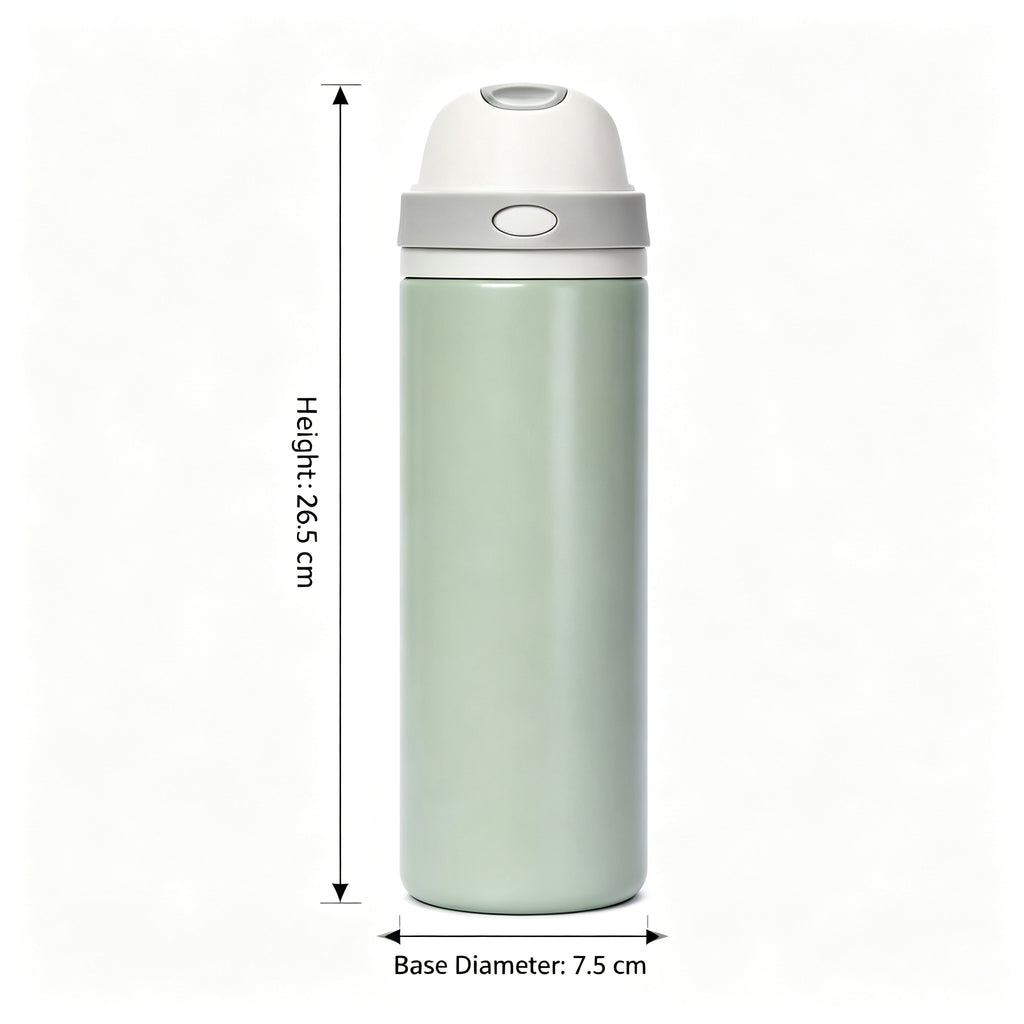 750ml Custom Logo Stainless Steel Vacuum Insulated Water Bottle, One Touch Flip Lid Leakproof Portable Thermos