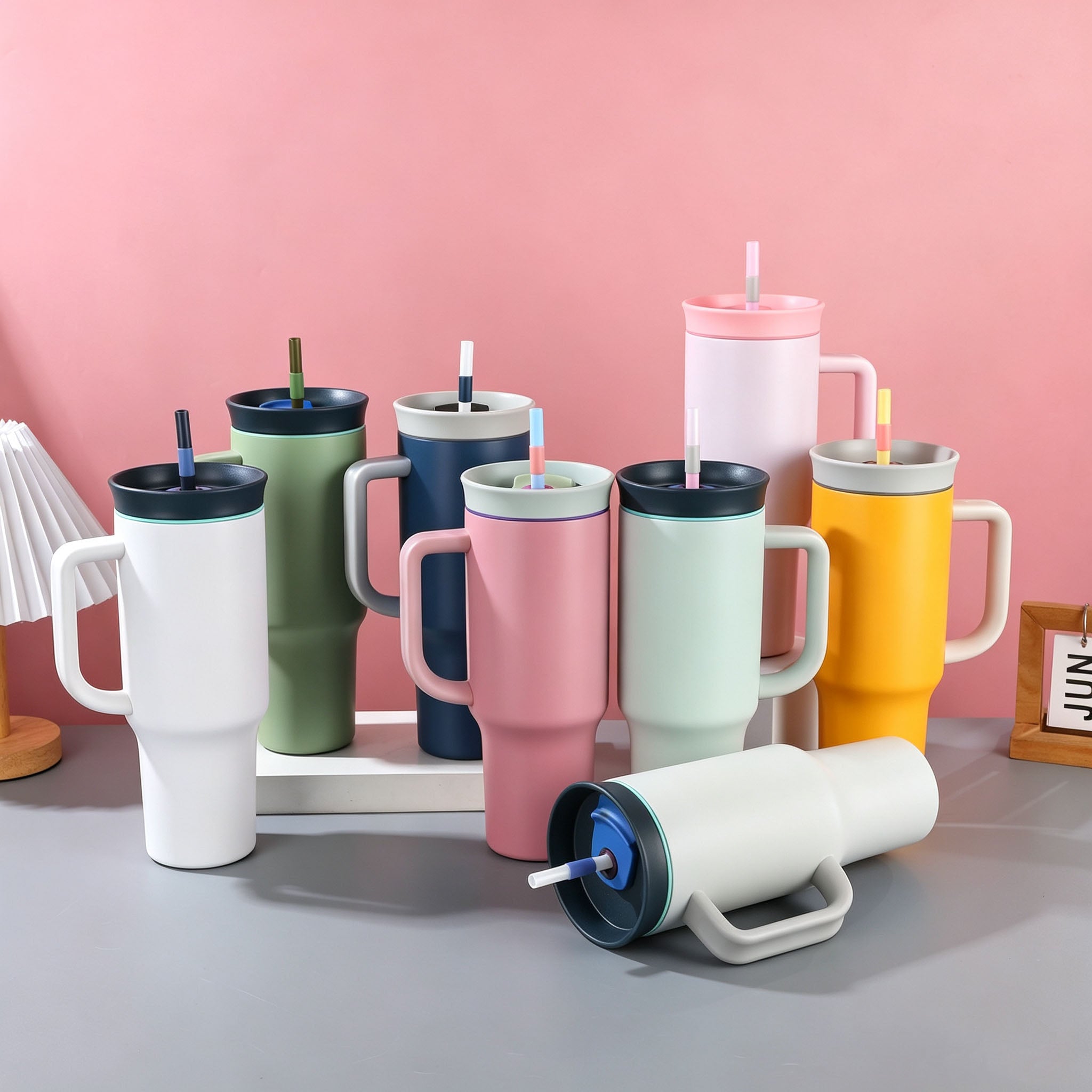 40 Oz Stainless Steel Insulated Tumbler Double Wall Straw Cup Vacuum Flask for Outdoor Travel Office