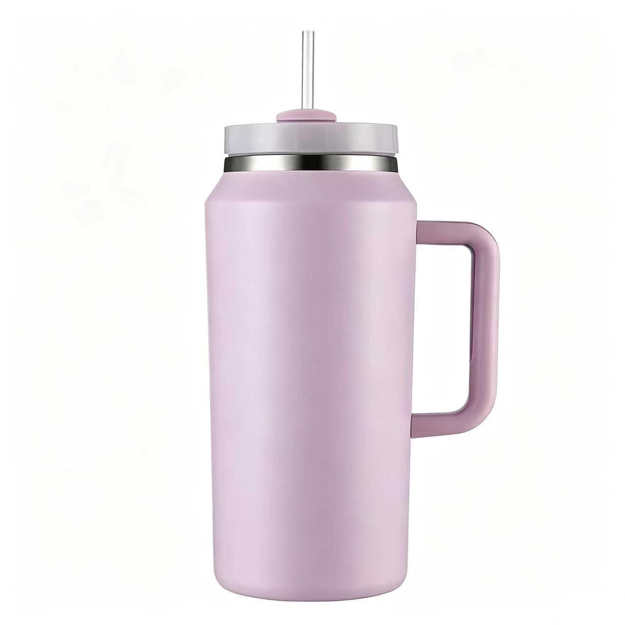 64oz Stainless Steel Vacuum Insulated Tumbler Handle Straw Large Capacity Travel Outdoor Sports Camping Hiking 12-24 Hours