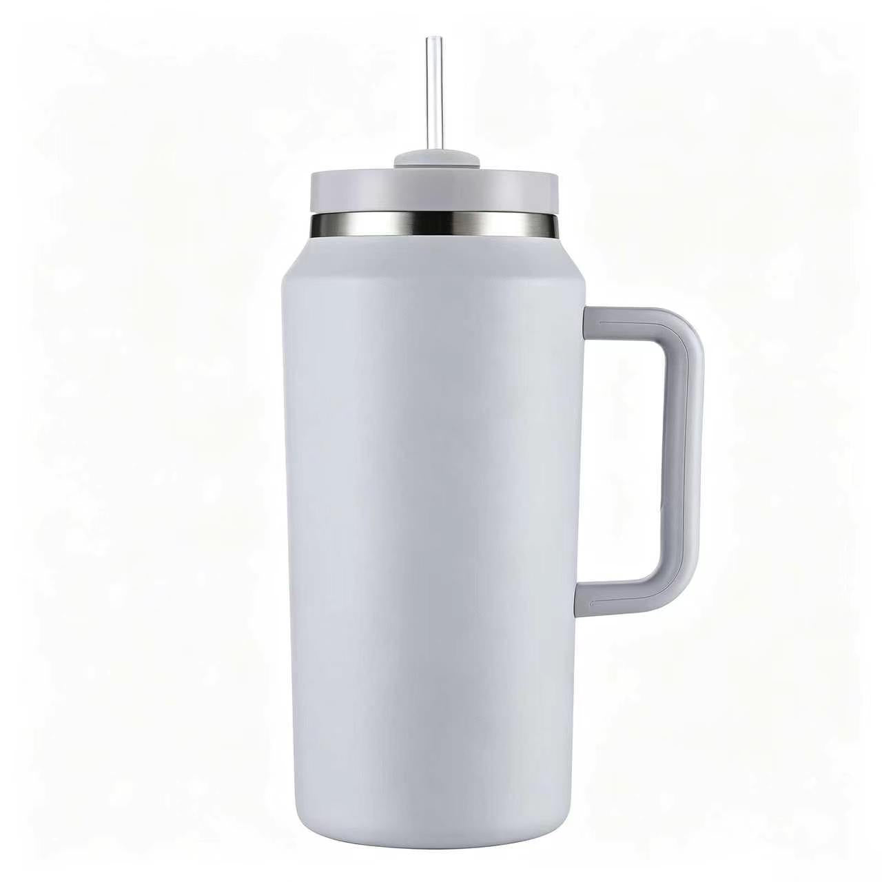 64oz Stainless Steel Vacuum Insulated Tumbler Handle Straw Large Capacity Travel Outdoor Sports Camping Hiking 12-24 Hours