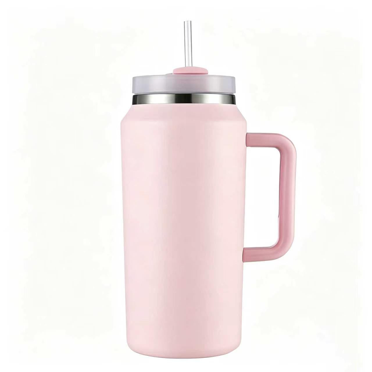 64oz Stainless Steel Vacuum Insulated Tumbler Handle Straw Large Capacity Travel Outdoor Sports Camping Hiking 12-24 Hours