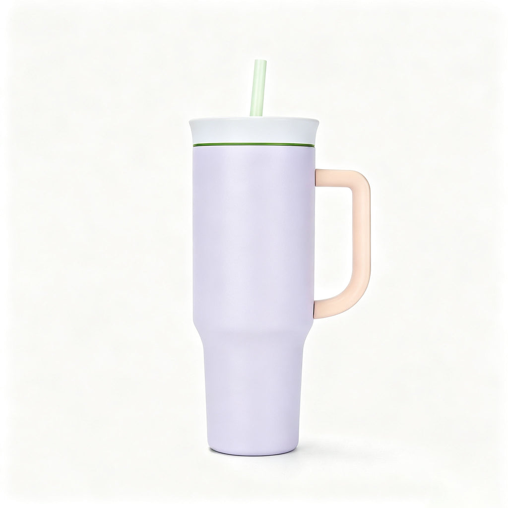 40 Oz Stainless Steel Insulated Tumbler Double Wall Straw Cup Vacuum Flask for Outdoor Travel Office