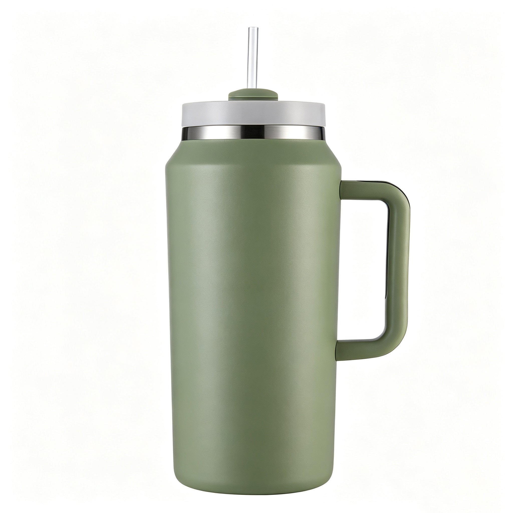 64oz Stainless Steel Vacuum Insulated Tumbler Handle Straw Large Capacity Travel Outdoor Sports Camping Hiking 12-24 Hours