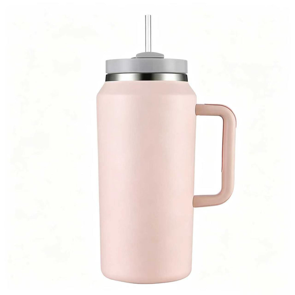 64oz Stainless Steel Vacuum Insulated Tumbler Handle Straw Large Capacity Travel Outdoor Sports Camping Hiking 12-24 Hours
