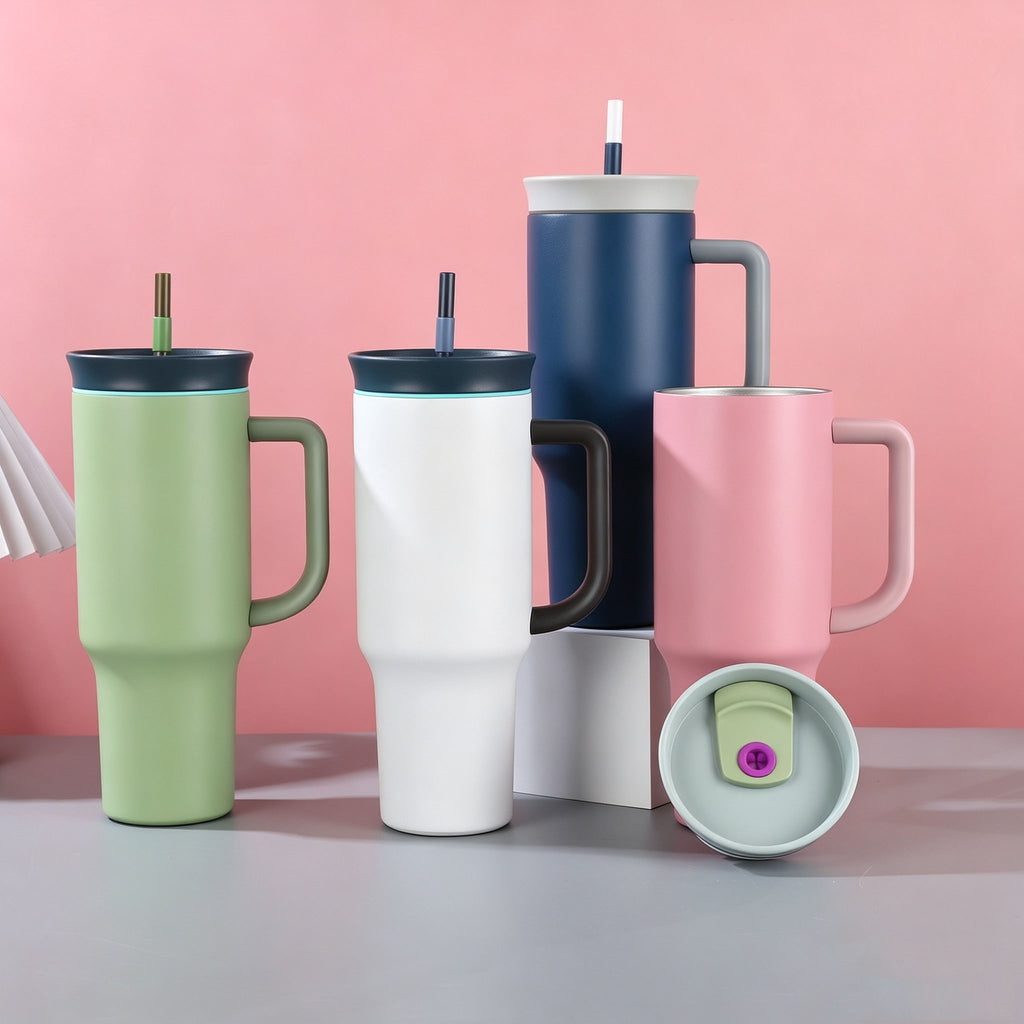 40 Oz Stainless Steel Insulated Tumbler Double Wall Straw Cup Vacuum Flask for Outdoor Travel Office