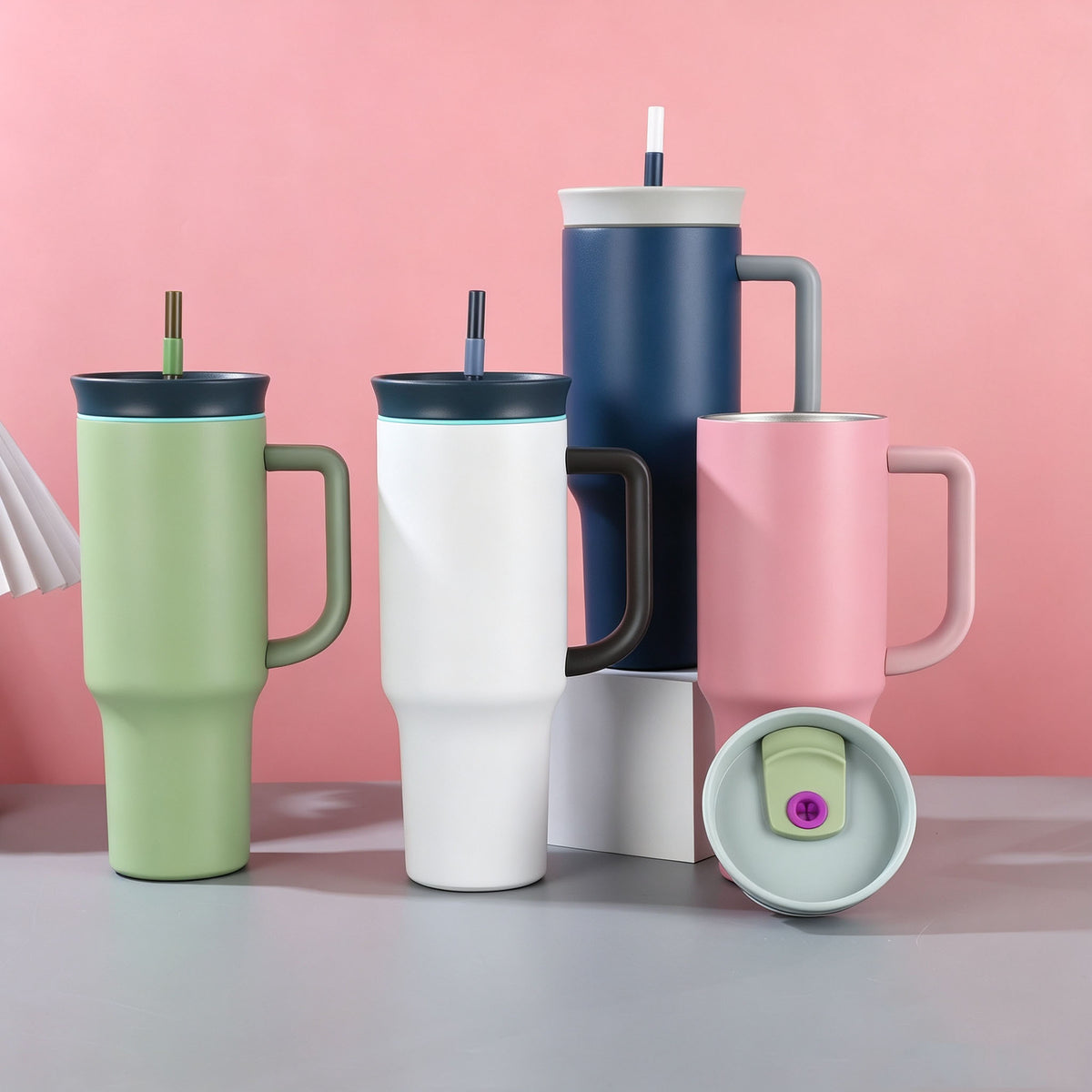 40 Oz Stainless Steel Insulated Tumbler Double Wall Straw Cup Vacuum Flask for Outdoor Travel Office
