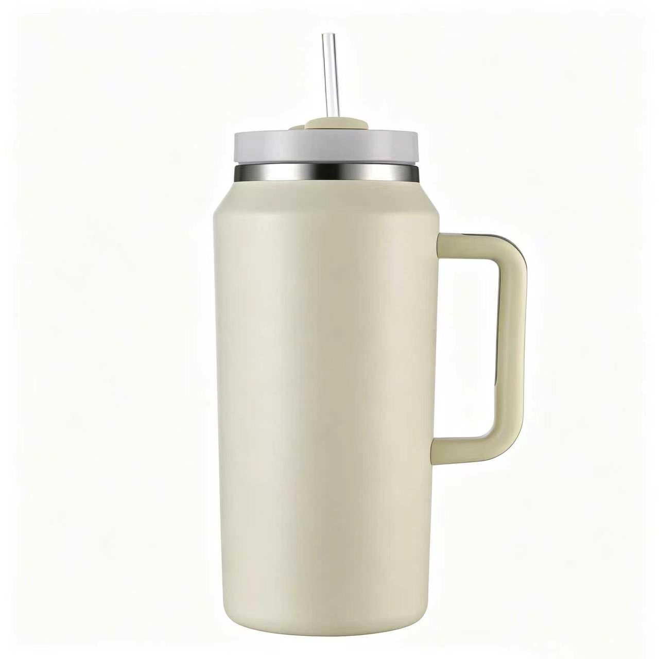 64oz Stainless Steel Vacuum Insulated Tumbler Handle Straw Large Capacity Travel Outdoor Sports Camping Hiking 12-24 Hours